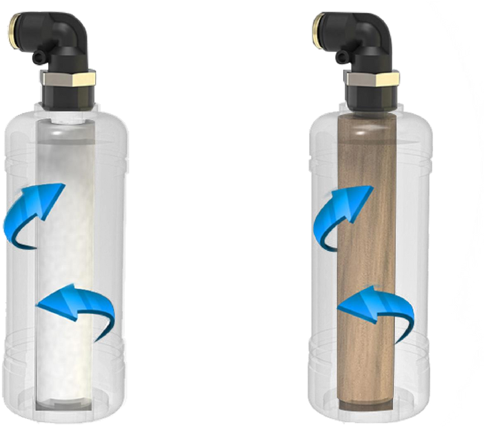 Two-stage cooling water filters with PP and ion filter cartridges